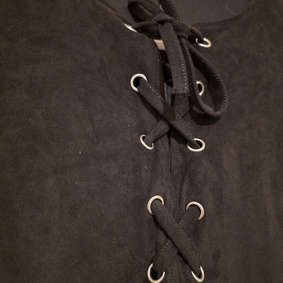 Express Black Lace-Up Mini Dress - Picture 2 of 7